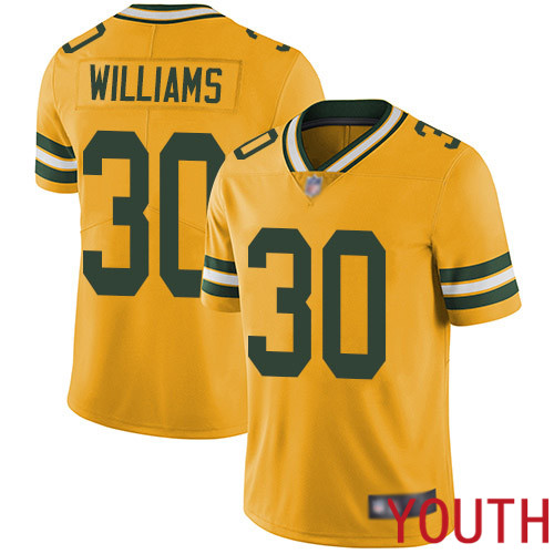 Green Bay Packers Limited Gold Youth #30 Williams Jamaal Jersey Nike NFL Rush Vapor Untouchable->youth nfl jersey->Youth Jersey